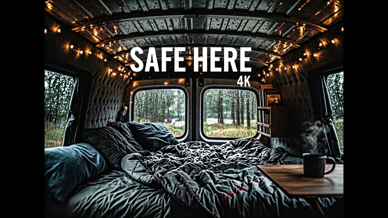 2 AM Heavy Rain Inside a Cozy Van 🚐 Rain on Metal Roof for Sleep
