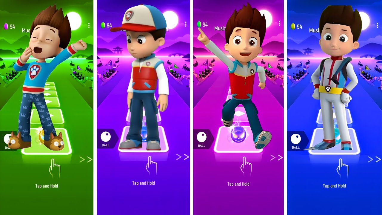 Ryder Paw Patrol VS Marshall VS Rubble Paw Patrol VS Paw Patrol - Tiles Hop EDM Rush