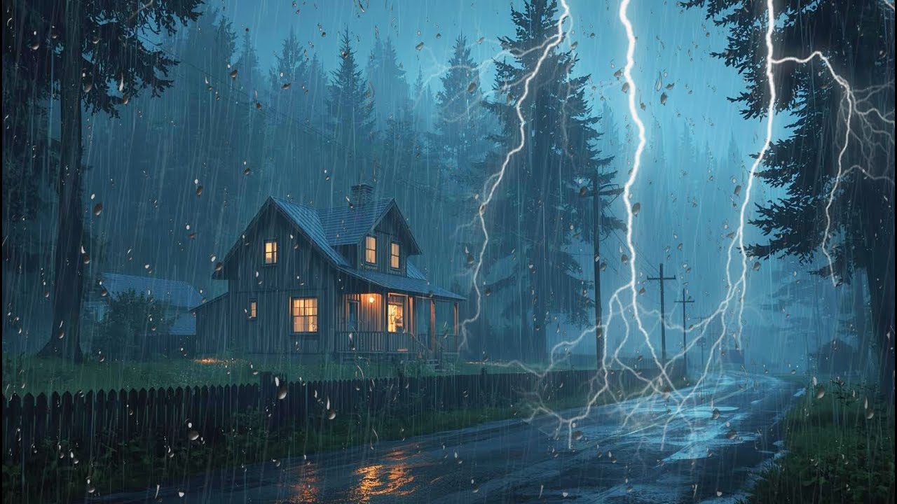 Lluvia Fuerte y Truenos en la Noche ⚡ Sonidos de la Naturaleza para ...