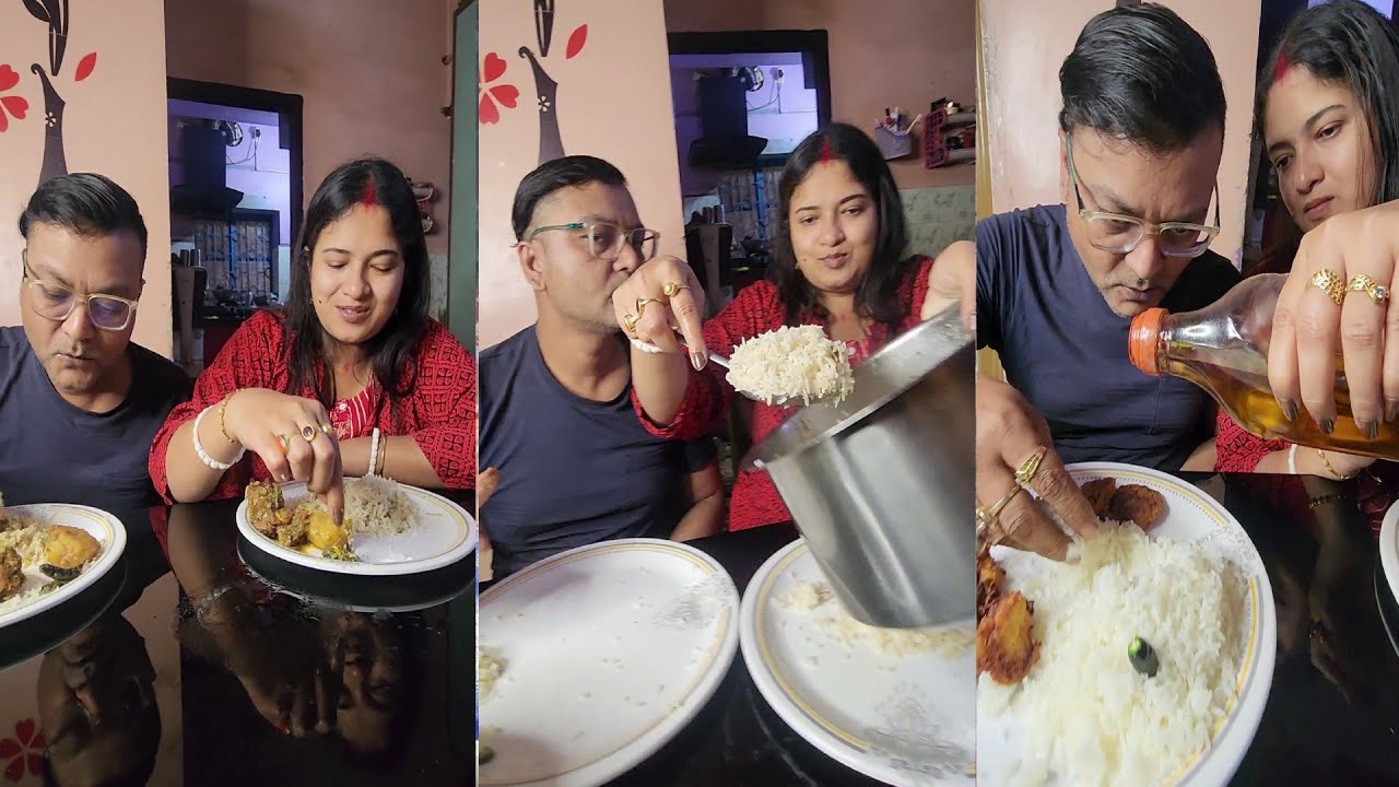 খাসির মাংসের আগে ফুলকপির বড়া দিয়ে ভাত শেষ হয়ে গেলো।