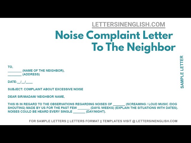 Noise Complaint Letter Template Apology Letter To Neighbor For Dog