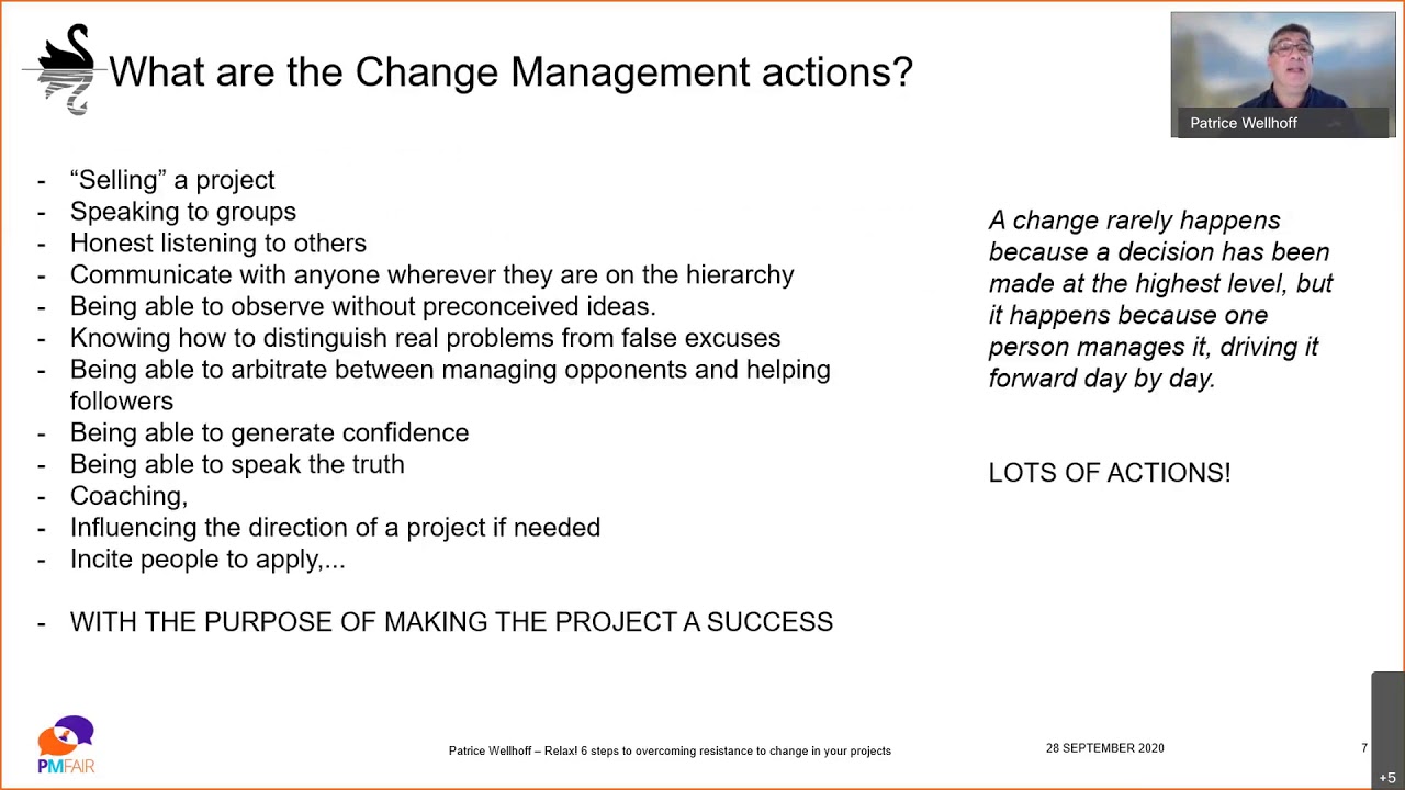 PM Fair 2020 - Relax! 6 steps to overcoming resistance to change in your project