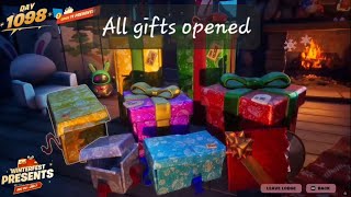 Im opening all the fortnite winterized Christmas presents so you know what's inside Look in comments