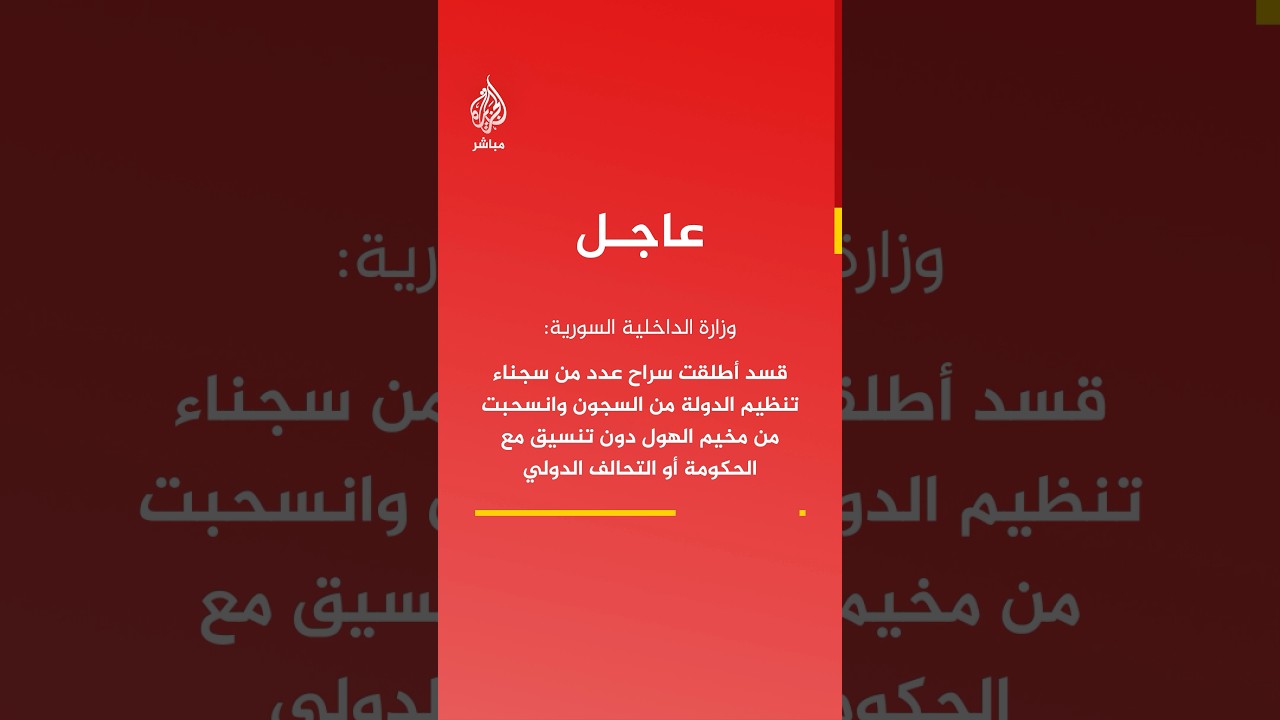 الداخلية السورية: قسد أطلقت سراح عدد من سجناء تنظيم الدولة من السجون وانسحبت من مخيم الهول دون تنسيق