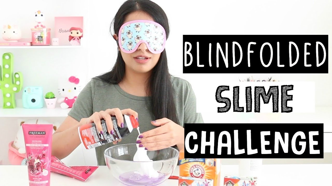 TRYING TO MAKE NO GLUE FLUFFY SLIME BLINDFOLDED!