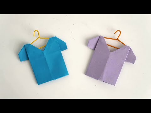 How to Make a Tiny Origami T-Shirt With a Hanger - Paper Crafts