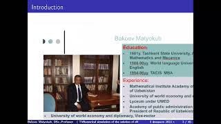“Numerical simulation of solutions of diffusion equations in finance” Lecture 1/2. Bakoev M.T.