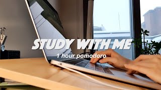 🌨️❄️study with me (1 hour) on snowy day | pomodoro technique | real time | fire ASMR🔥