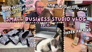 Small Business Studio Vlog ep. 6 | Finishing Cup Coozie Bulk Prep, Order Packing, and more!