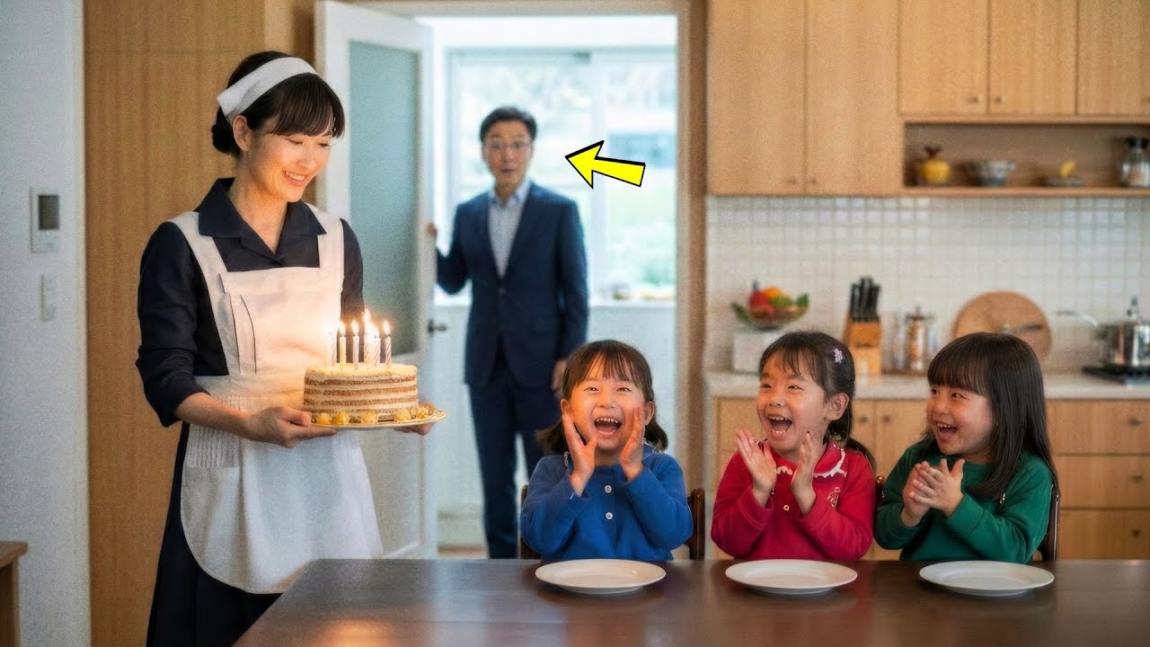 재벌 아버지가 예고 없이 집에 돌아와, 가정부와 세 쌍둥이를 보고 충격에 빠졌다