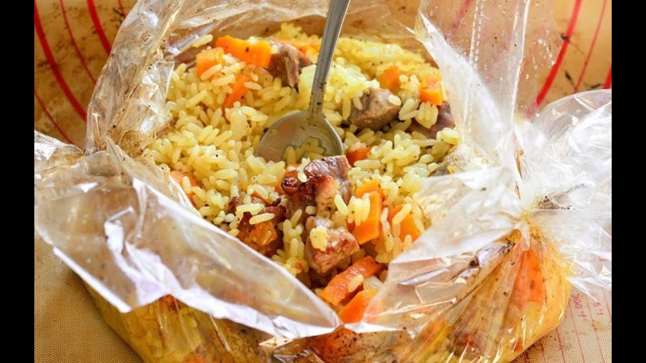 Плов в пакете в духовке с курицей. Ленивый плов в рукаве. Плов в пакете в духовке с курицей. Плов в пакете в духовке с курицей. Плов.