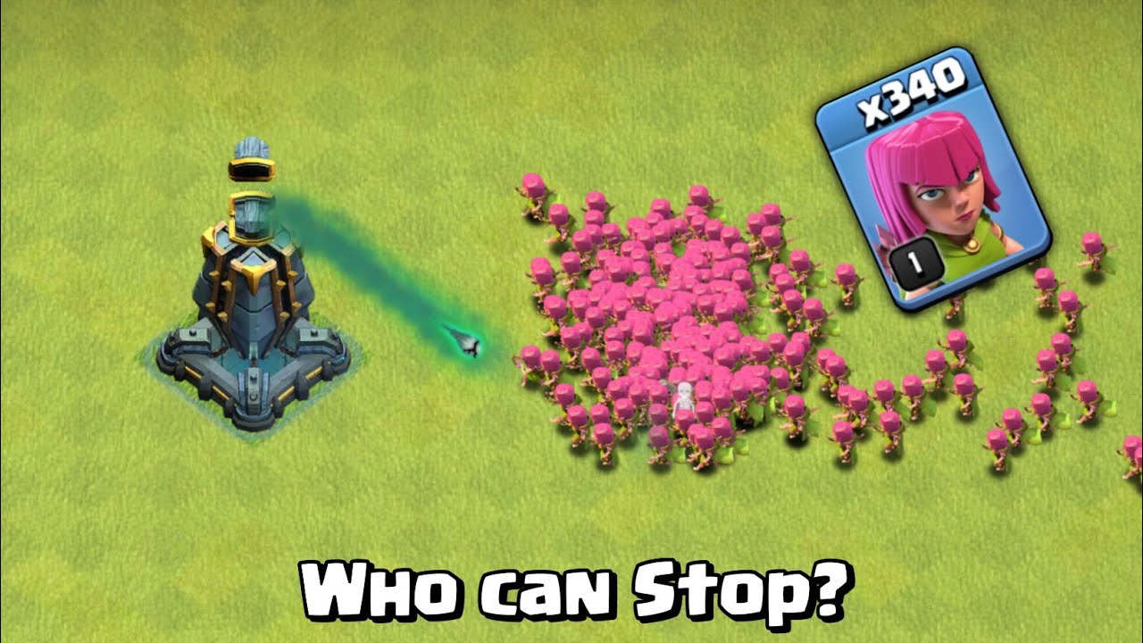 Level 1 340 Archers VS Every Max Defense! Clash of Clans