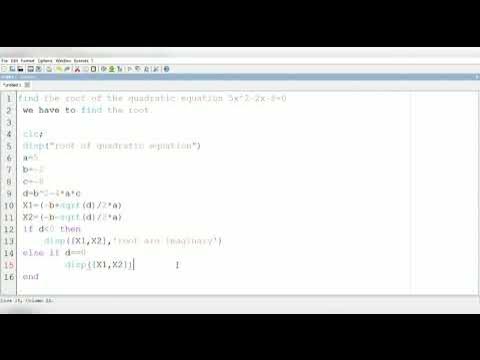 SCILAB: find the root of the quadratic equation 5 x^2-2x-8=0 - YouTube