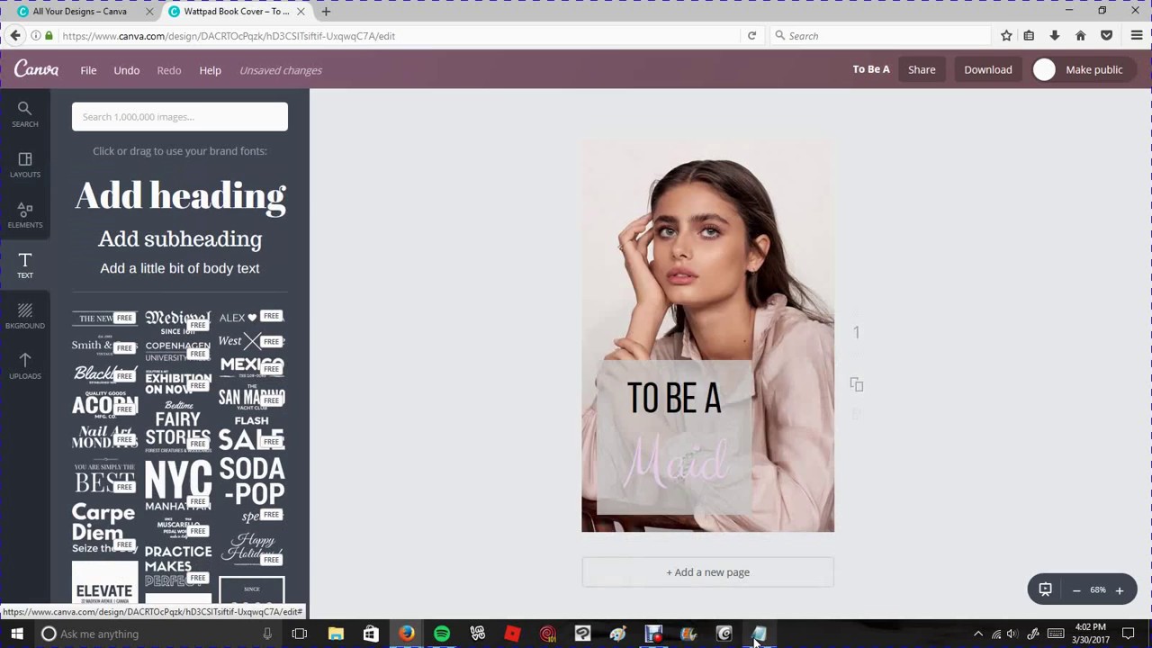 How To Make A Wattpad Cover On Canva.com - YouTube