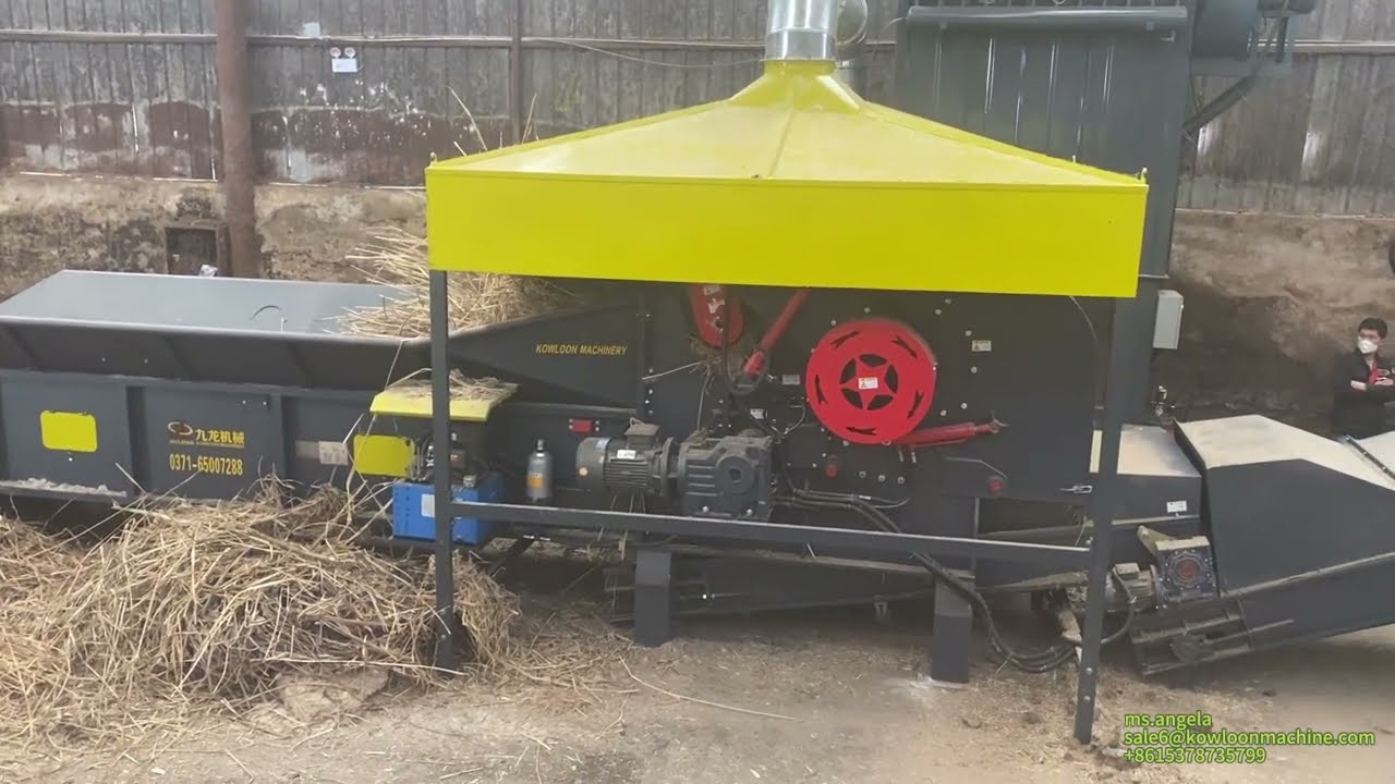 Eco friendly biomass recycle line reed crusher low dust straw crushing machine with dust collector