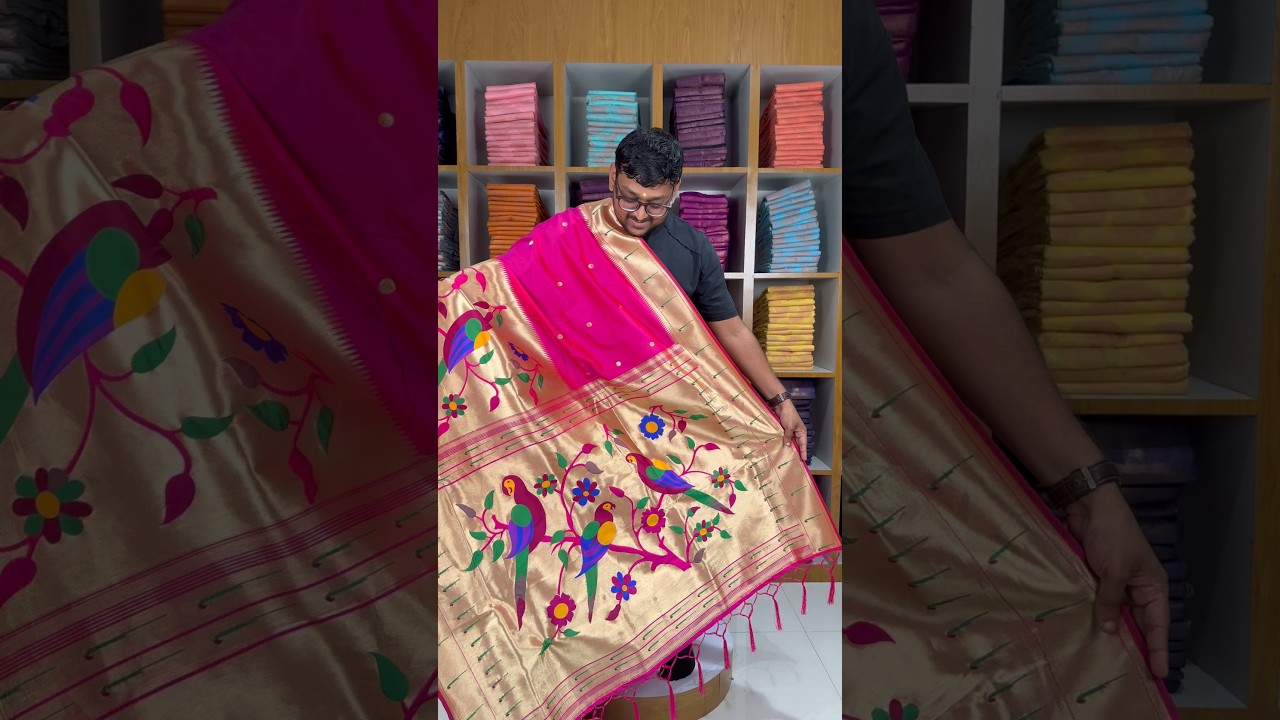 Kanchivaram Paithani Silk Big Parrot Zari Border Saree