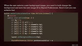 How to Save the Last Selected Background Image in Android Studio