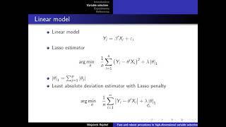 Wojciech Rejchel: Fast and Robust Procedures in High-Dimensional Variable Selection