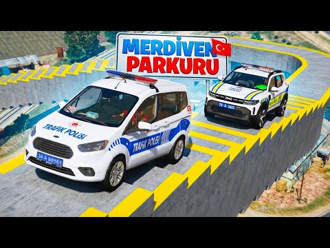 Büyük Türk Polis Arabaları Merdiven Parkurunda 🚓🪜 GTA 5