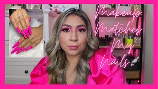 ? Barbie Pink Makeup ? | Matching My Nails | FLUORSCENCE UV  |