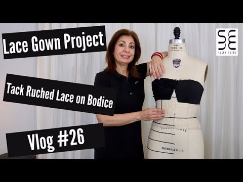 how to sew ruching on a dress bodice Tacking Ruched Lace on Bodice!