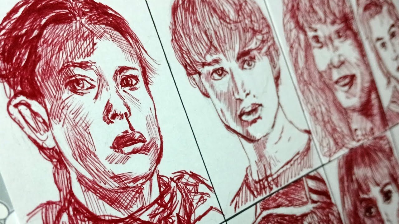 Fiz todos os personagens de Stranger Things com uma CANETA VERMELHA!🎨