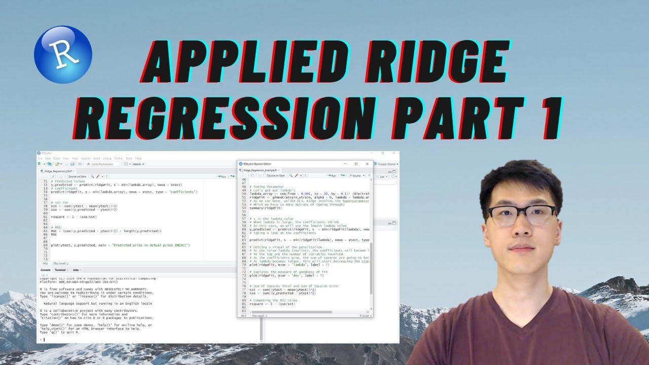 Ridge Regression R Code Applied Ridge Regression in R part 1 - YouTube