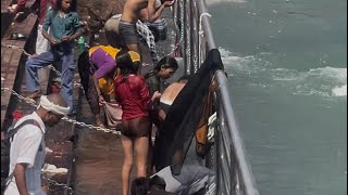 Girl Bath In Open Place Ganga Snan In Open