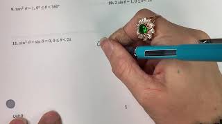 Precalc Unit 9 Solving Trig Equations part 1 p.1-2