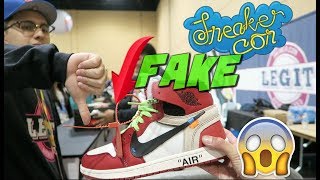 FAKE "OFF WHITE" JORDAN 1 CHICAGO AT SNEAKERCON - YouTube