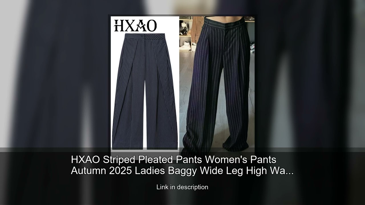 HXAO Striped Pleated Pants Women's Pants Autumn 2025 Ladies Baggy Wide Leg High Waist Pants Cas
