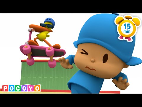 Pocoyó 🇩🇰 DANSK | 🛹 Pocoyo lærer at stå på skøjter [ 15 min ] | Officiel kanal | Tegninger til børn