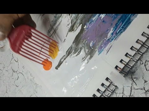 Abstract acrylic painting with the ruler and comb hair very easy/# ...