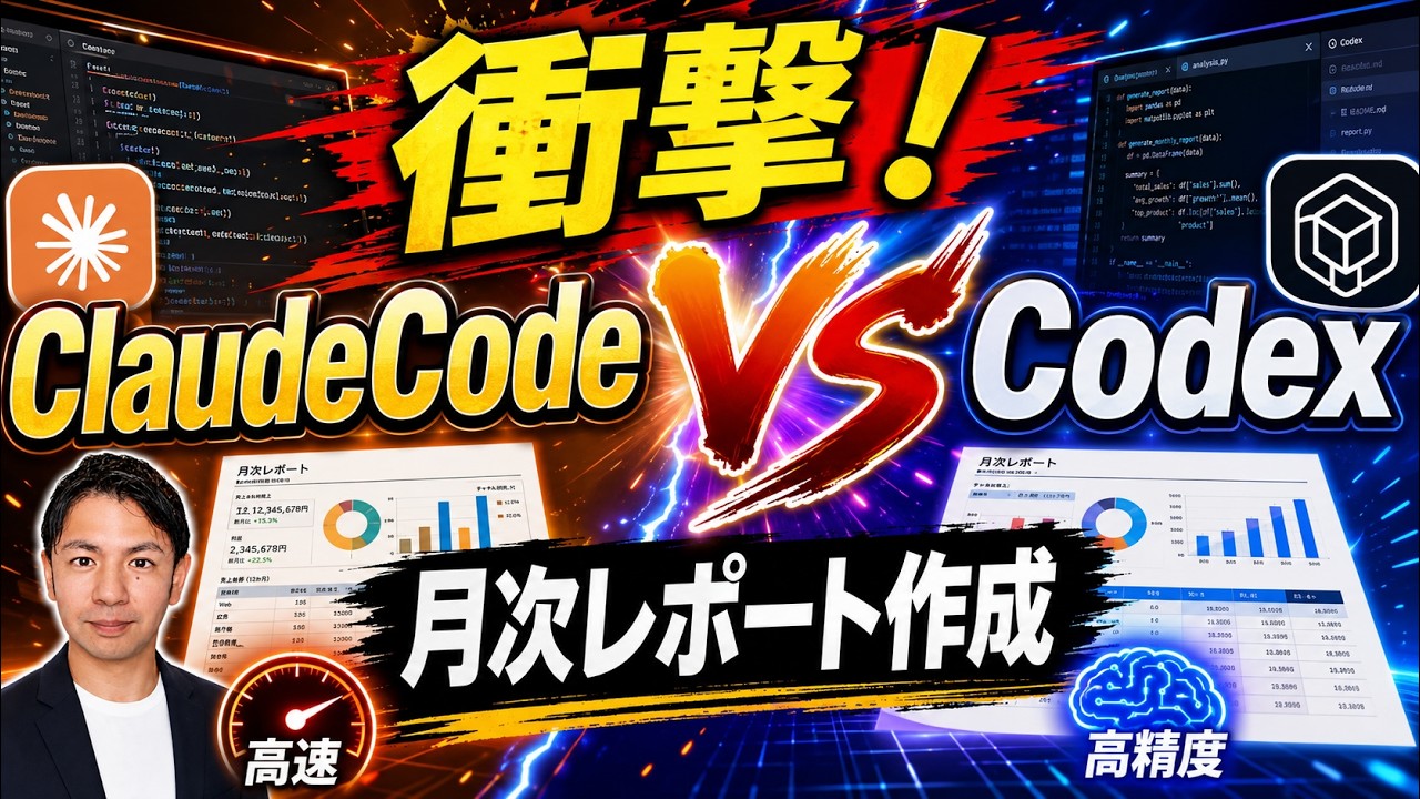 月次レポートをAIに丸投げ！Claude CodeとCodexを比較してみたら衝撃だった。