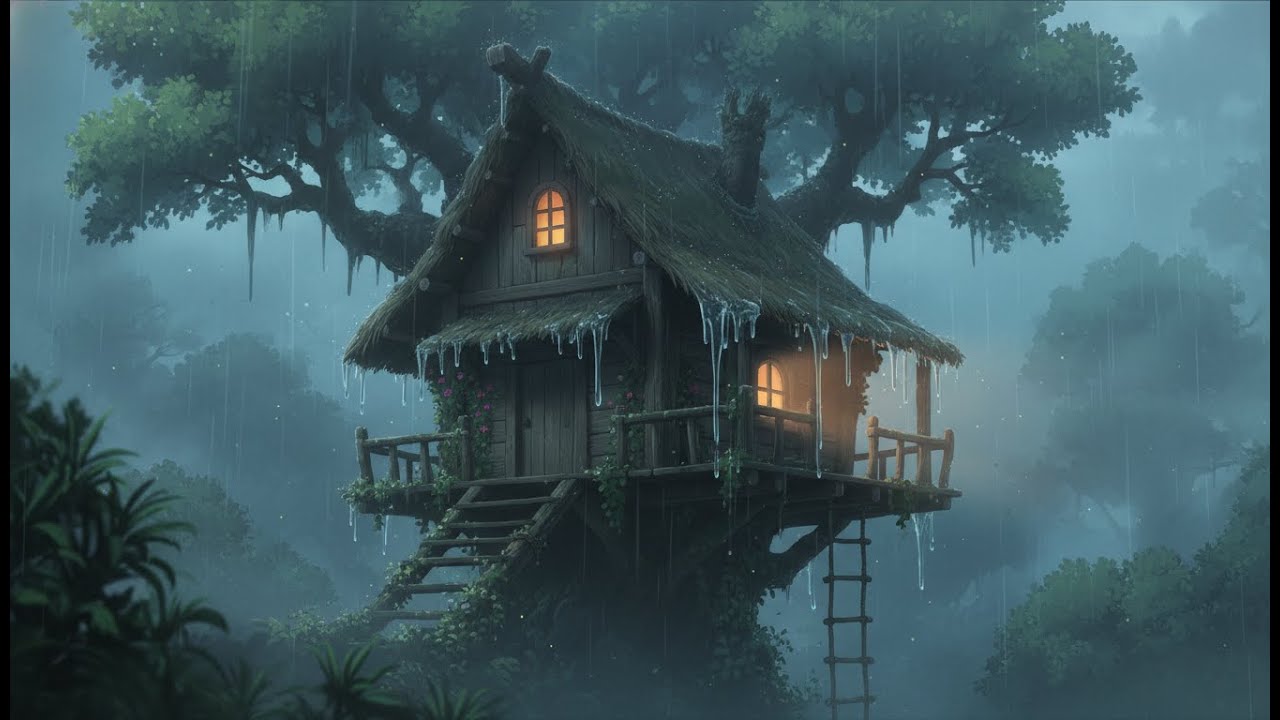 Peaceful Rainy Afternoon in a Tree House | Cozy Companionship | Ghibli-Style ASMR
