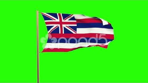 Hawaii Flag Waving In The Wind. Green Screen, Alpha Matte. Loopable Animation