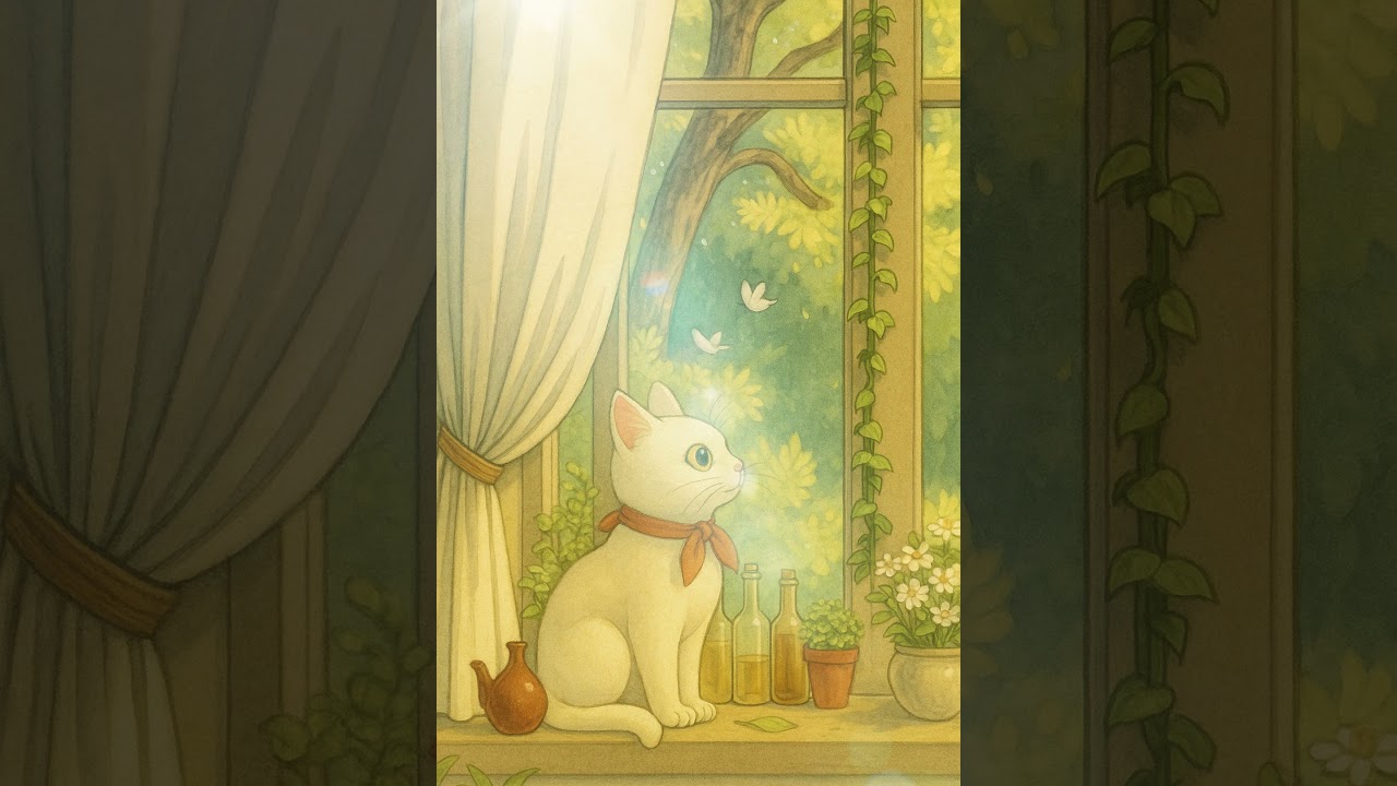 Peaceful Moments: A Cat’s Window Watch 🌿🐾healing with Cat
