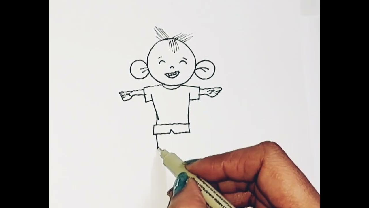 Goofy Little guy Drawing Small boy Lineart Cartoon Art 