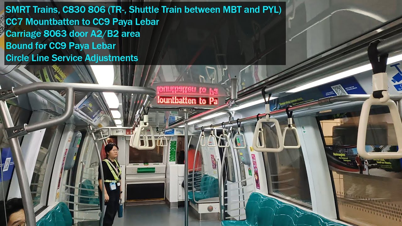 [PYL ↔ MBT Shuttle Train: CCL Svc Adjustment] SMRT Trains, C830 PV06, from CC7 MBT → CC9 PYL
