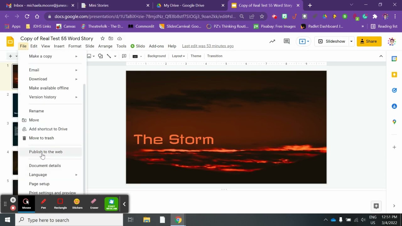 Publishing Your 55 Word Story to the Padlet