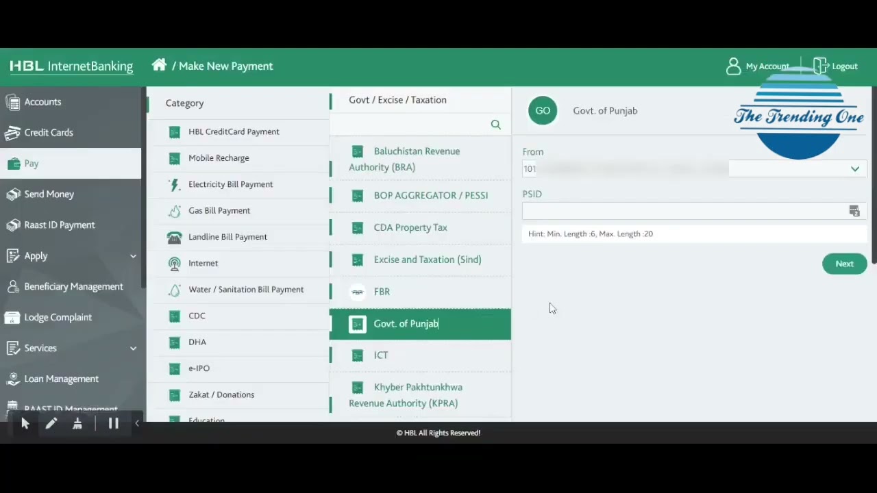PPSC Fee payment using HBL Internet Banking 