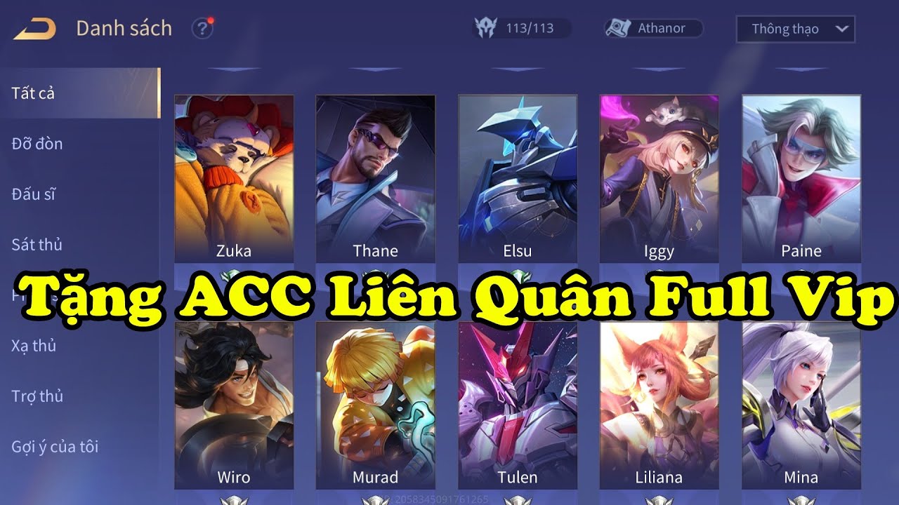 Tặng ACC Liên Quân Trắng Thông Tin Mới Nhất – Tặng Nick Skin SS Và Hơn 100 Tướng