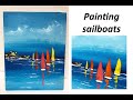 How to paint seascape | Sailboats painting | Demo | Acrylic Technique on canvas by Julia Kotenko