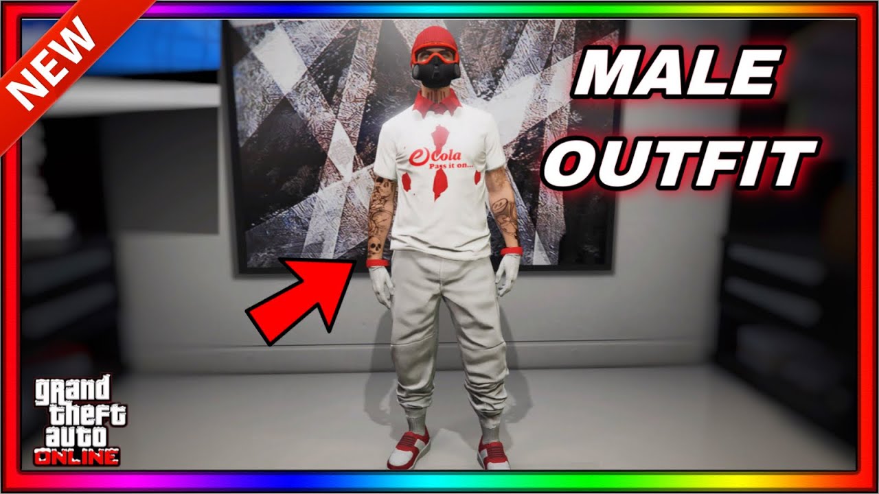 GTA 5 ONLINE MALE MODDED RIPPED SHIRT CUFF WITH WHITE JOGGERS