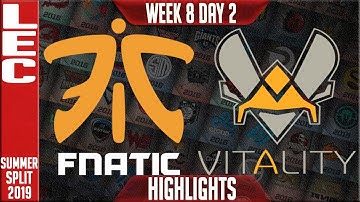 FNC vs VIT Highlights | LEC Summer 2019 Week 8 Day 2 | Fnatic vs Vitality