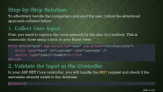 How to Effectively Compare Textbox Value with Database Entries in ASP.NET Core