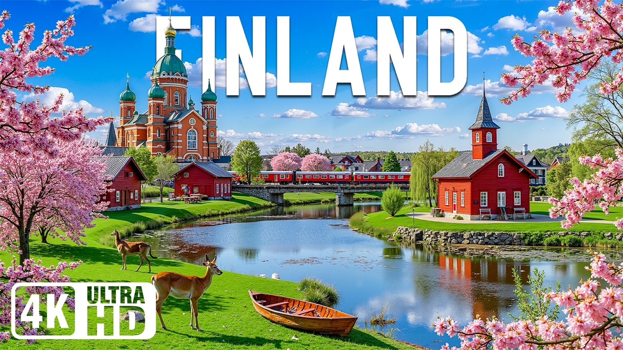 Finland Spring 4K | Discover Nordic Purity – Silent Lakes, Birch Forests & Quiet Wooden Cabins