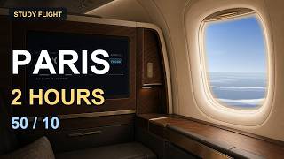 2-Hour Study Flight to Paris ✈ 50/10 Deep Focus · Airplane Cabin Sounds · No Music｜2小時飛行自習室 screenshot 2