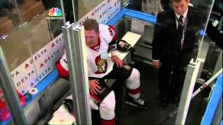 Matt Carkner jumps Brian Boye fight. Ottawa Senators vs NY_Rangers. 4 14 12 NHL Hockey