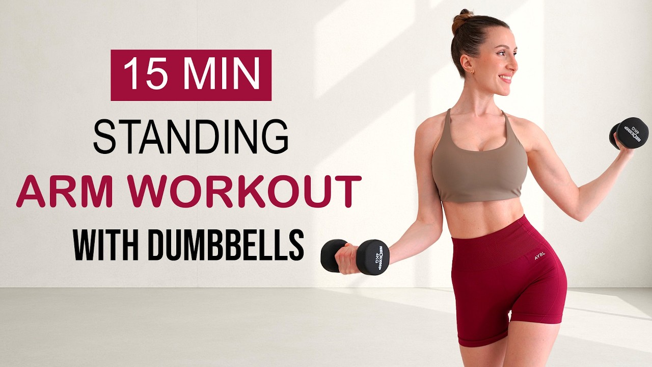 15 Min ALL STANDING ARM WORKOUT with Weights | Toned Biceps, Triceps ...